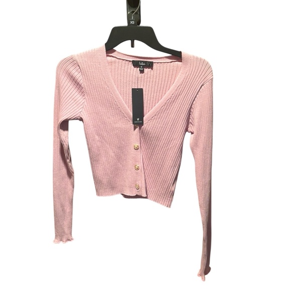 Lulus Women's Button Front Cardigan in Pink Medium NWT - Picture 1 of 6
